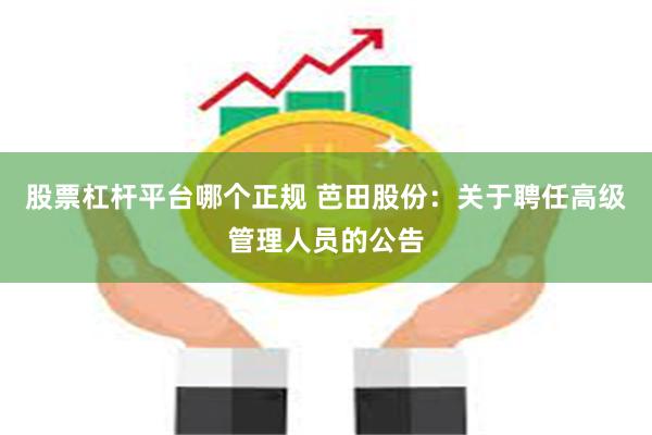 股票杠杆平台哪个正规 芭田股份：关于聘任高级管理人员的公告